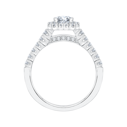 Princess Cut Diamond Halo Engagement Ring in 14K White Gold