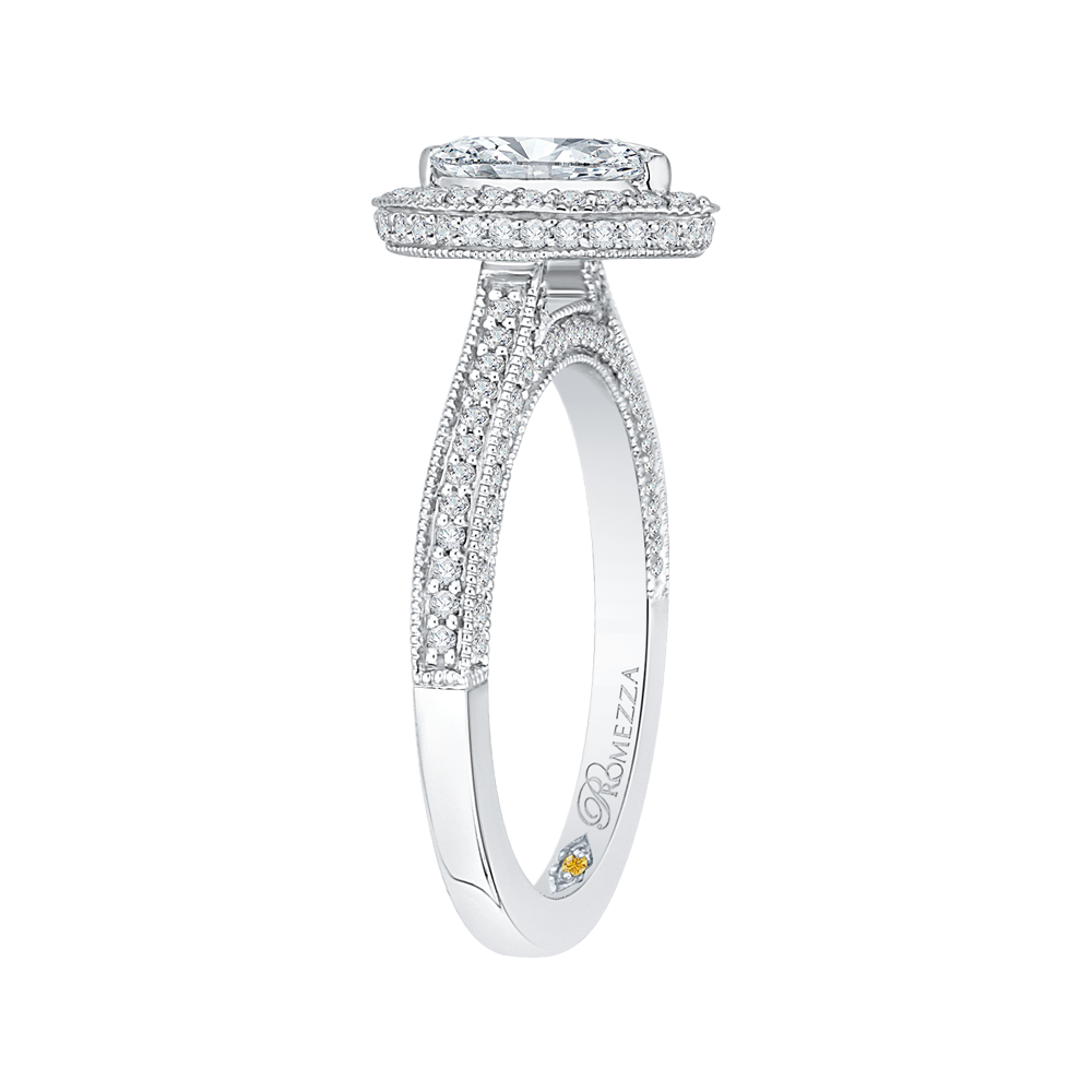 Marquise Cut Diamond Halo Engagement Ring in 14K White Gold