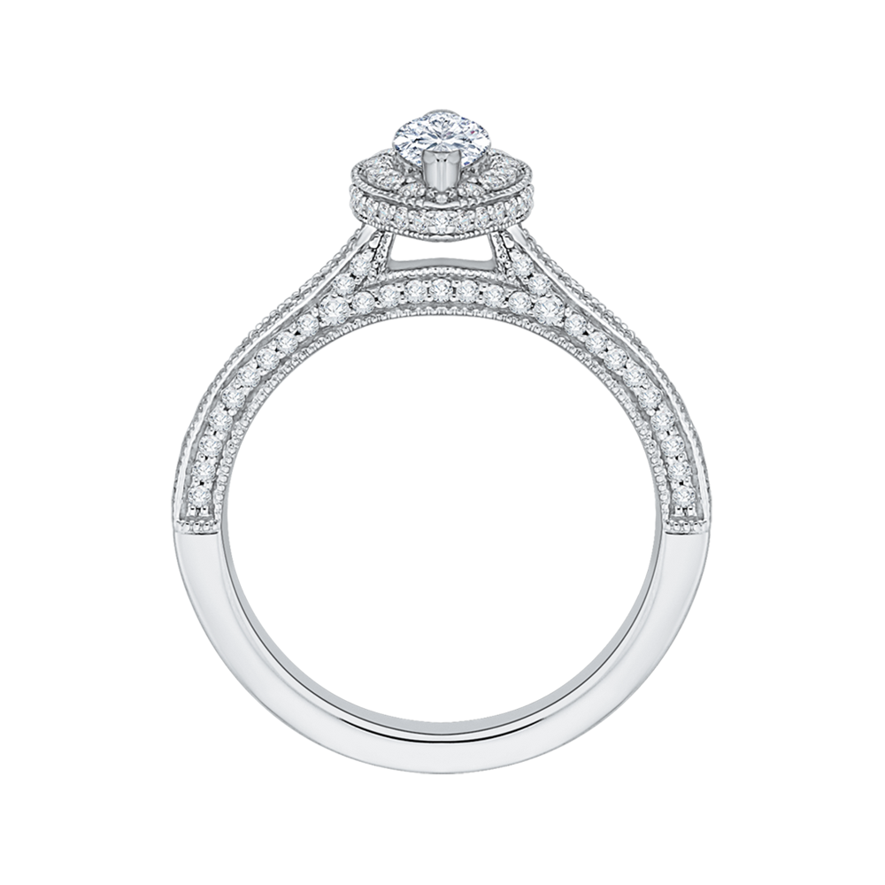 Marquise Cut Diamond Halo Engagement Ring in 14K White Gold