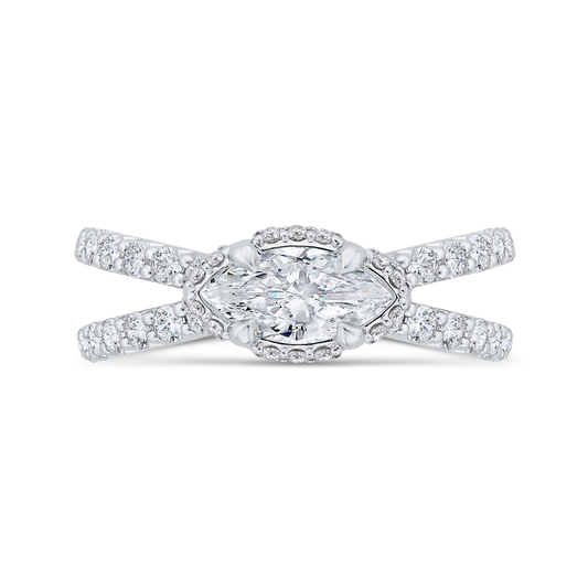 Split Shank Marquise Cut Diamond Engagement Ring in 14K White Gold