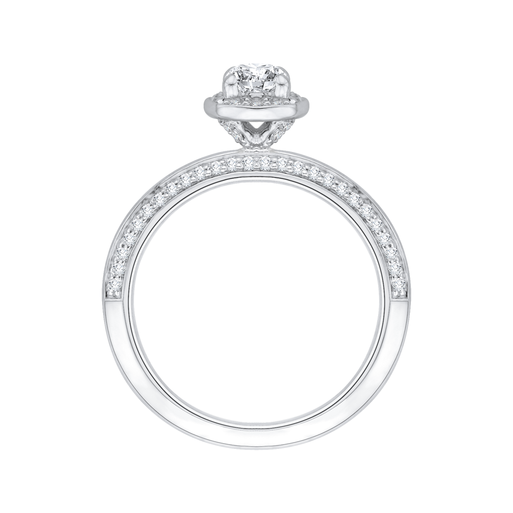 Cushion Cut Diamond Halo Engagement Ring in 14K White Gold