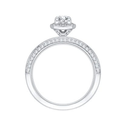 Cushion Cut Diamond Halo Engagement Ring in 14K White Gold