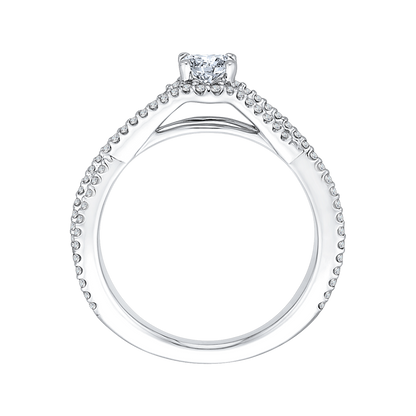 Split Shank Cushion Cut Diamond Engagement Ring in 14K White Gold