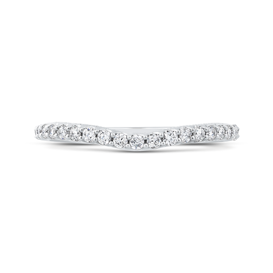 Round Diamond Half-Eternity Wedding Band in 14K White Gold