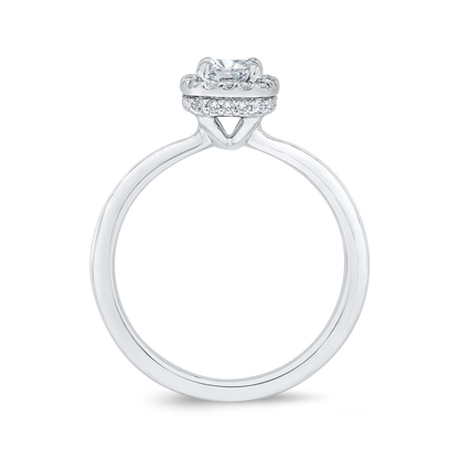 Cushion Cut Diamond Halo Engagement Ring in 14K White Gold