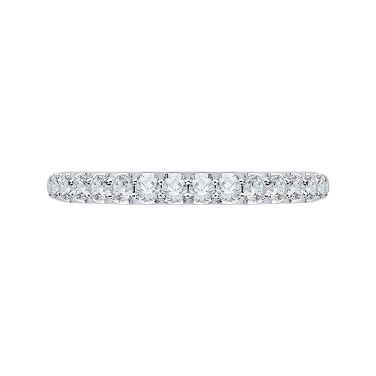 Round Diamond Wedding Band in 18K White Gold