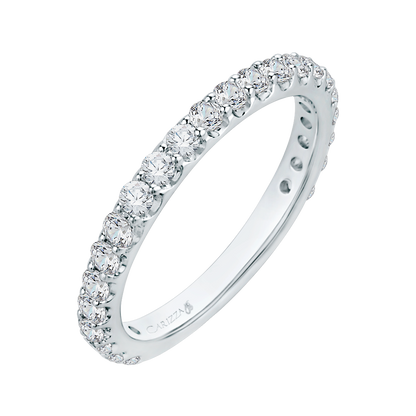Round Diamond Wedding Band in 18K White Gold