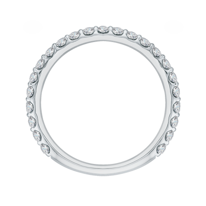 Round Diamond Wedding Band in 18K White Gold