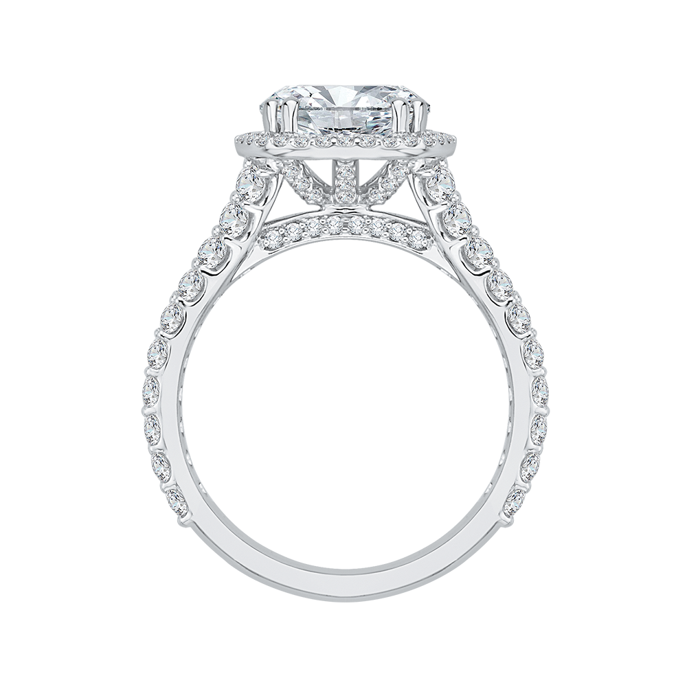 Split Shank Diamond Split Shank Halo Engagement Ring in 18K White Gold (Semi-Mount)