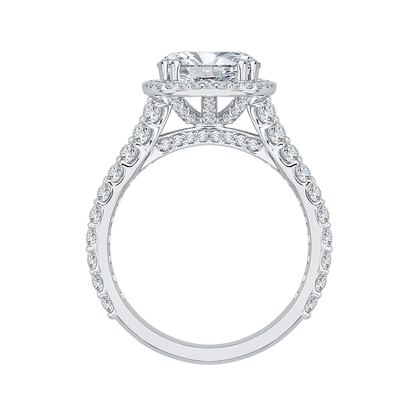 Split Shank Diamond Split Shank Halo Engagement Ring in 18K White Gold (Semi-Mount)