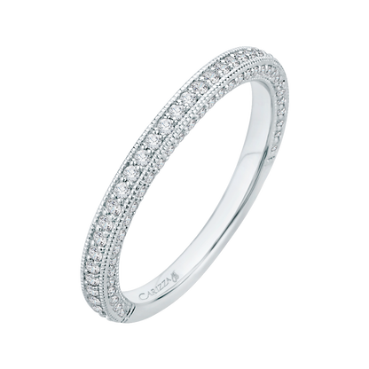 Round Diamond Wedding Band in 18K White Gold