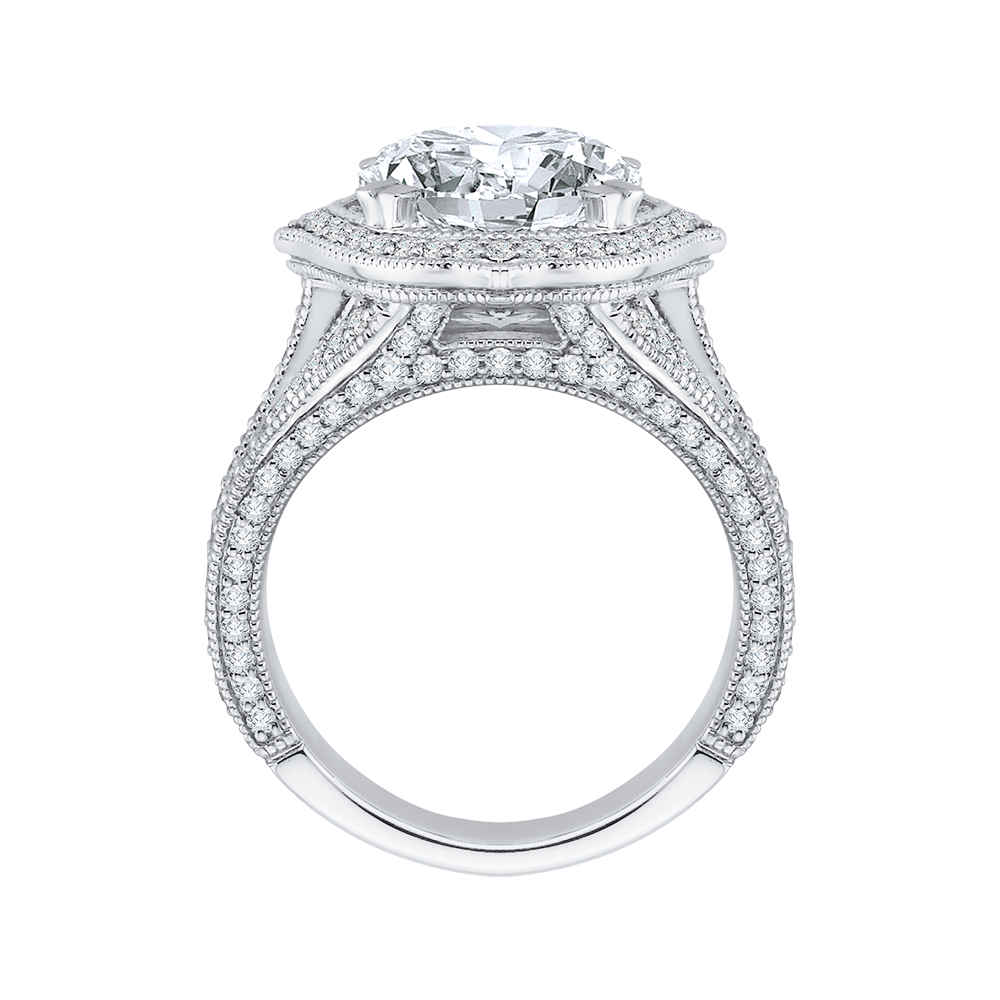 Diamond Halo Engagement Ring in 18K White Gold (Semi-Mount)