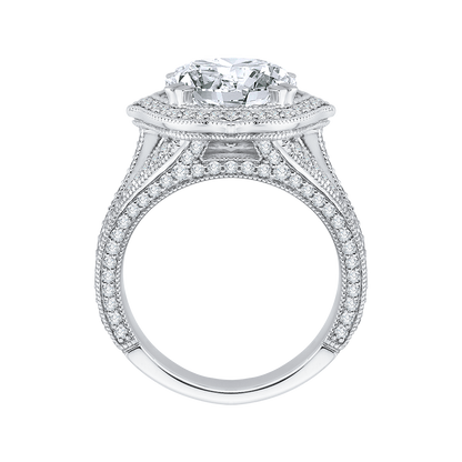 Diamond Halo Engagement Ring in 18K White Gold (Semi-Mount)