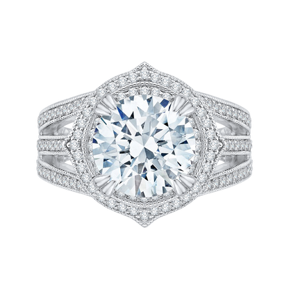 Diamond Halo Engagement Ring in 18K White Gold (Semi-Mount)