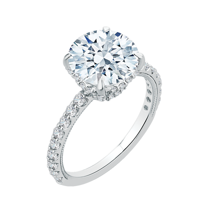14K White Gold Round Diamond Engagement Ring (Semi-Mount)