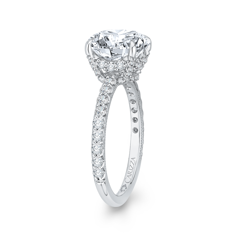 14K White Gold Round Diamond Engagement Ring (Semi-Mount)