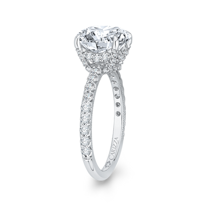 14K White Gold Round Diamond Engagement Ring (Semi-Mount)