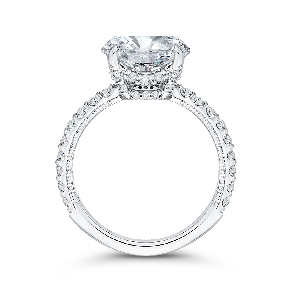 14K White Gold Round Diamond Engagement Ring (Semi-Mount)