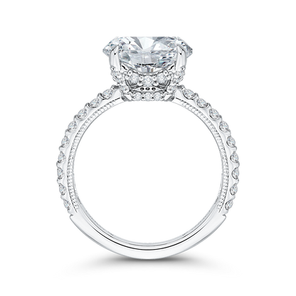 14K White Gold Round Diamond Engagement Ring (Semi-Mount)