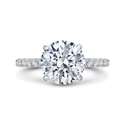 14K White Gold Round Diamond Engagement Ring (Semi-Mount)