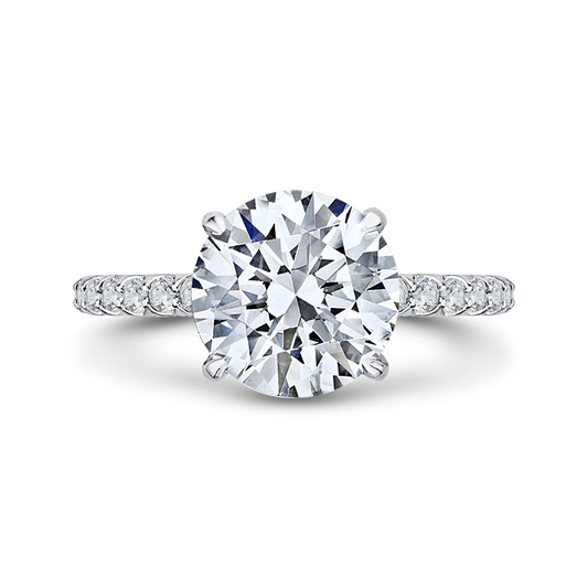14K White Gold Round Diamond Engagement Ring (Semi-Mount)