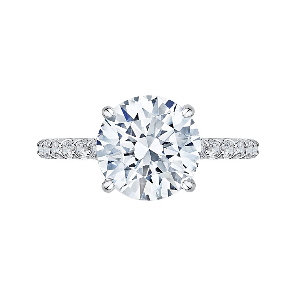 Round Diamond Engagement Ring in 18K White Gold (Semi-Mount)