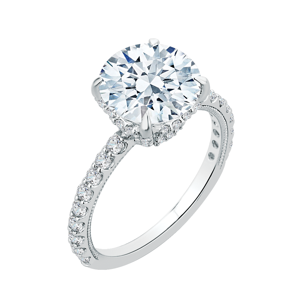 Round Diamond Engagement Ring in 18K White Gold (Semi-Mount)