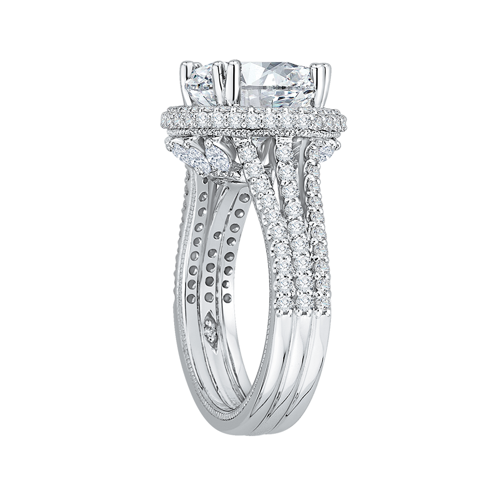 Diamond Engagement Ring in 18K White Gold (Semi-Mount)