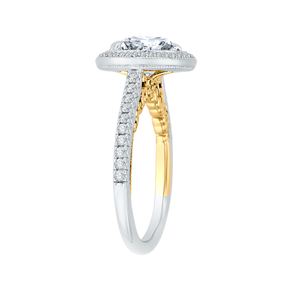 Double Halo Diamond Engagement Ring in 18K Two-Tone Gold (Semi-Mount)