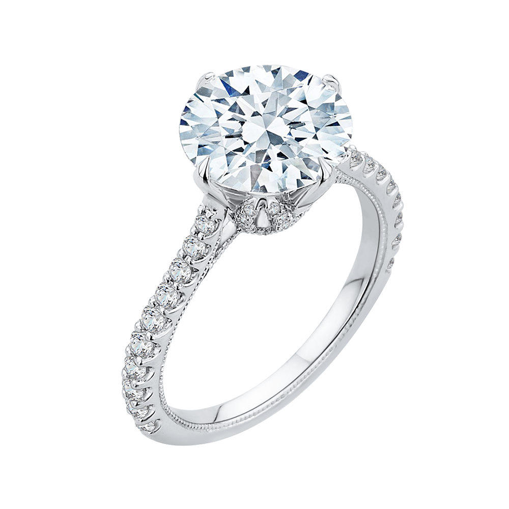 Round Diamond Engagement Ring in 18K White Gold (Semi-Mount)