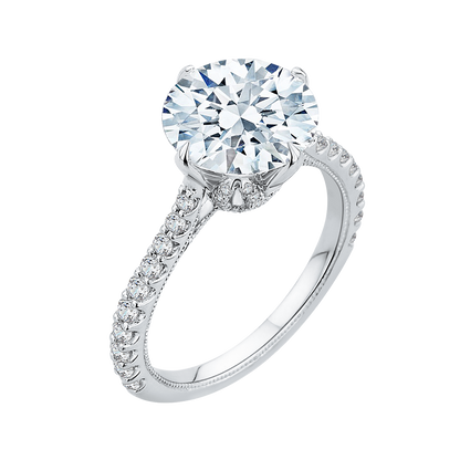 Round Diamond Engagement Ring in 18K White Gold (Semi-Mount)