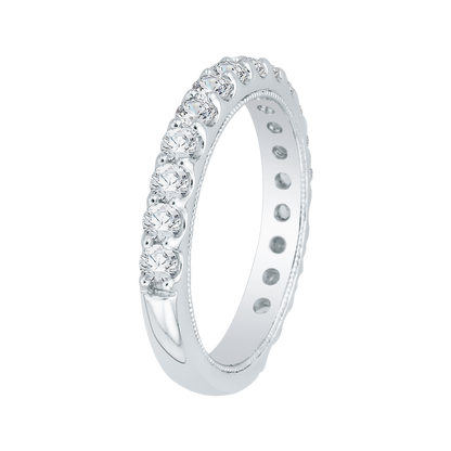 Round Diamond Wedding Band in 18K White Gold