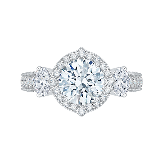 Diamond Halo Engagement Ring in 18K White Gold (Semi-Mount)