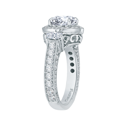 Diamond Halo Engagement Ring in 18K White Gold (Semi-Mount)