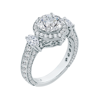 Diamond Halo Engagement Ring in 18K White Gold (Semi-Mount)