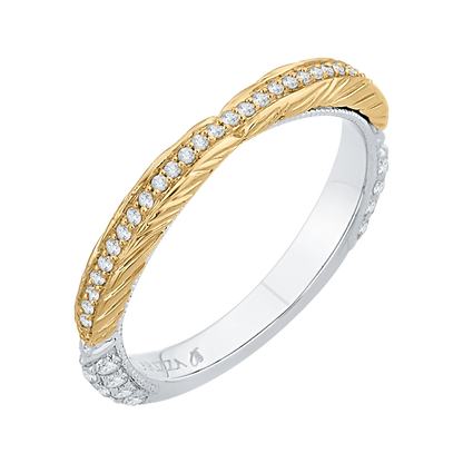 Round Diamond Wedding Band in 18K Two-Tone Gold