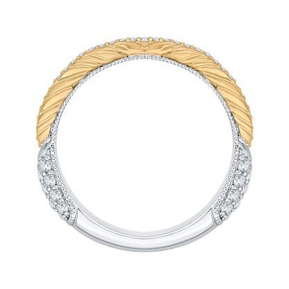 Round Diamond Wedding Band in 18K Two-Tone Gold