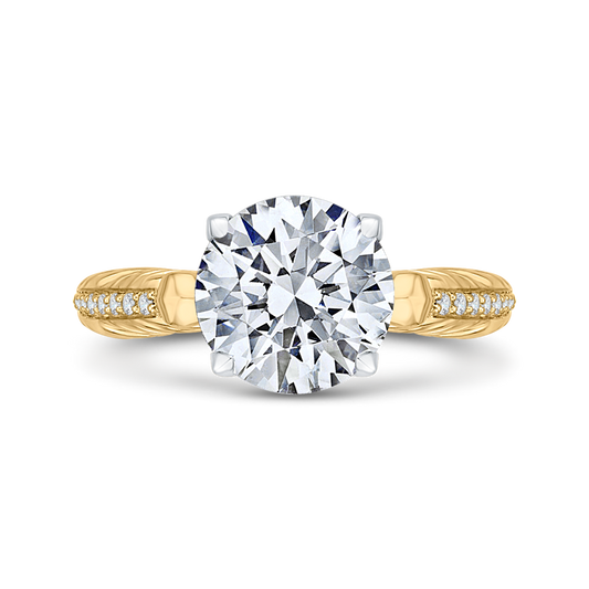 Round Diamond Engagement Ring in 18K Two-Tone Gold (Semi-Mount)