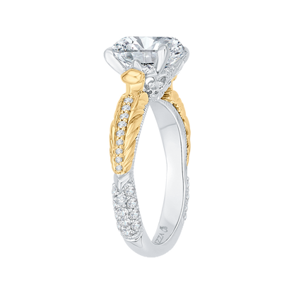 Round Diamond Engagement Ring in 18K Two-Tone Gold (Semi-Mount)