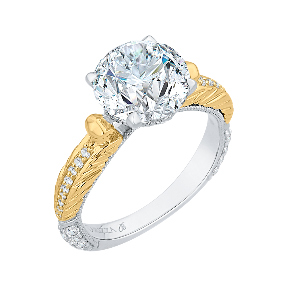 Round Diamond Engagement Ring in 18K Two-Tone Gold (Semi-Mount)