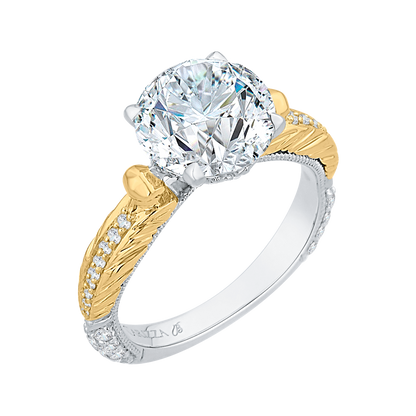 Round Diamond Engagement Ring in 18K Two-Tone Gold (Semi-Mount)