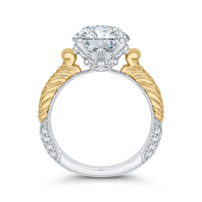 Round Diamond Engagement Ring in 18K Two-Tone Gold (Semi-Mount)