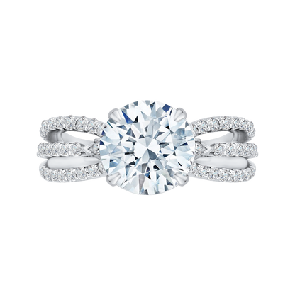 Split Shank Round Diamond Engagement Ring in 18K White Gold (Semi-Mount)