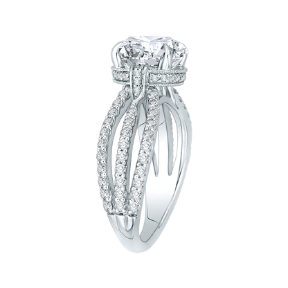 Split Shank Round Diamond Engagement Ring in 18K White Gold (Semi-Mount)