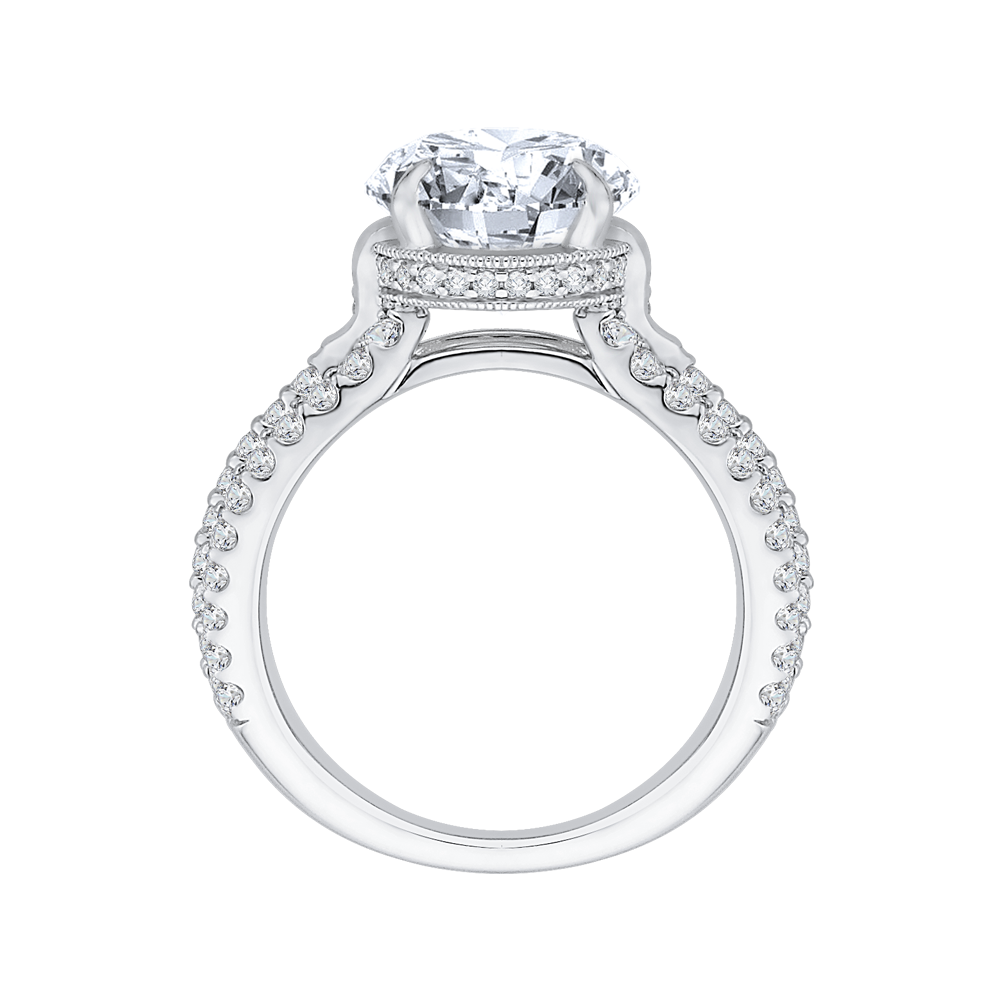 Split Shank Round Diamond Engagement Ring in 18K White Gold (Semi-Mount)