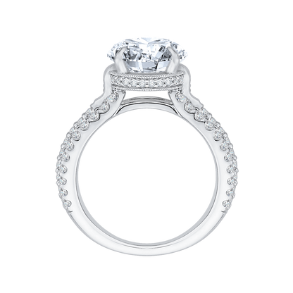 Split Shank Round Diamond Engagement Ring in 18K White Gold (Semi-Mount)