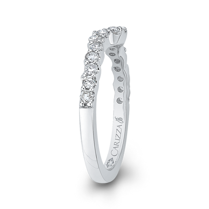 Round Diamond Wedding Band in 18K White Gold