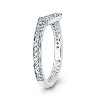 Round Diamond Wedding Band in 18K White Gold