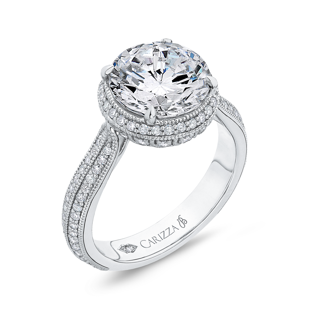 Round Diamond Engagement Ring in 18K White Gold (Semi-Mount)