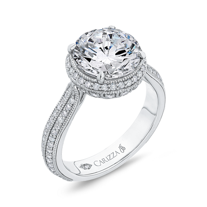 Round Diamond Engagement Ring in 18K White Gold (Semi-Mount)